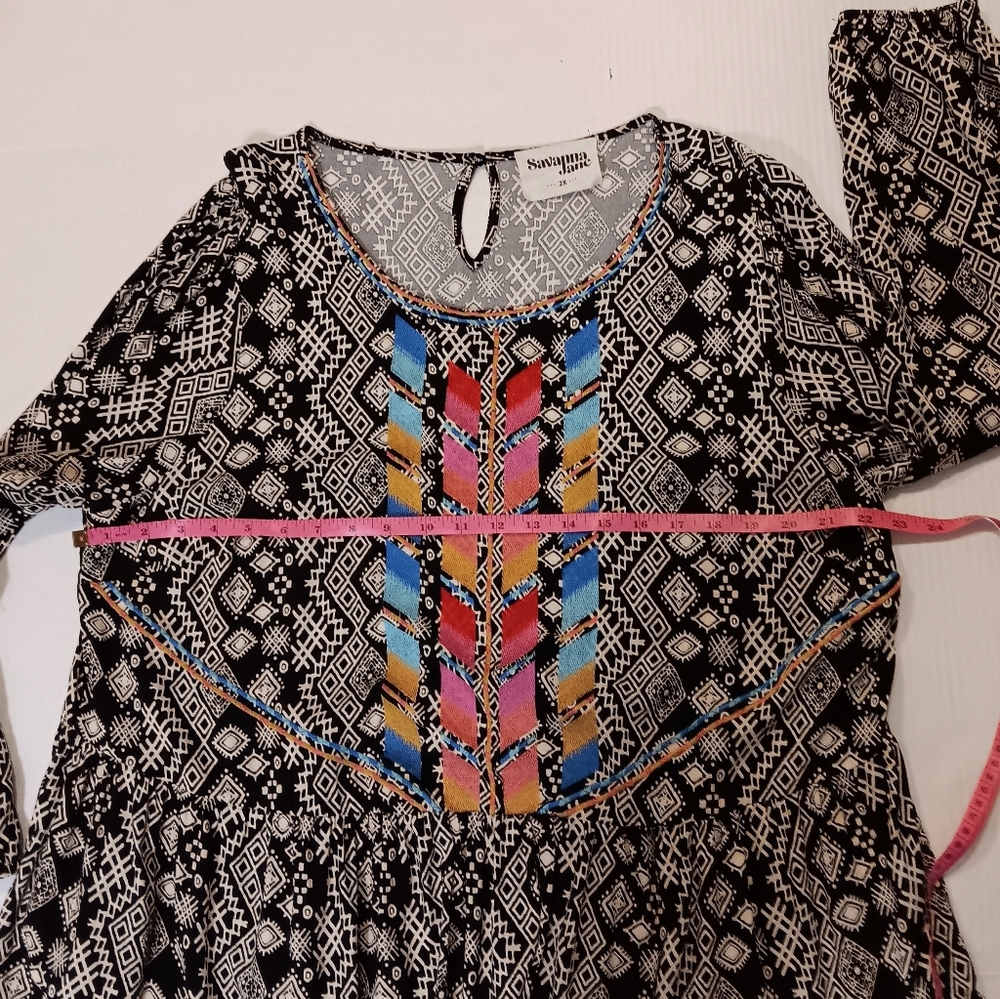 SAVANNA JANE print ruffle hem top, 2X - Picture 11 of 12